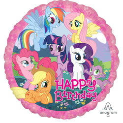 My Little Pony Happy Birthday Balloons - 18 Inch Pony Gang - rarity, pinkie pie, rainbow dash, fluttershy, applejack