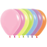 11 inch Neon Mix: Yellow, Pink, Magenta, Violet, Green, Orange, and Blue balloons i