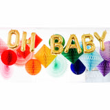 OH BABY Letter Balloon Banner | Silver | Gold | Rose Gold | Pink | Blue