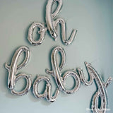 OH BABY Script Letter Balloons | Gold | Rose Gold | Silver