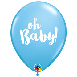 Blue balloons with Oh Baby white print