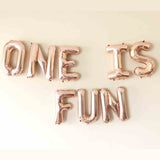 One is Fun Letter Balloons in Rose Gold