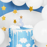 Pastel Blue Party Cake Candles with Gold Crown | Number 3