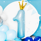 Light Blue Number 1 Crown Balloons | 39 INCH