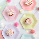 Pastel Hexagon Shaped Paper Plates | Package 12