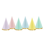 Pastel Paper Party Hats in pink, green, lilac, yellow and blue