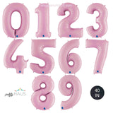 Pastel Pink Number Foil Balloons 40 IN (100cm)