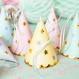 Pastel Paper Birthday Party Hats | Stars and Tassels | Set 6