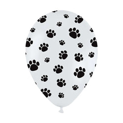 Black and white paw print latex balloons