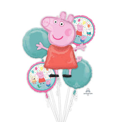 Peppa Pig balloon bouquet set of 5 balloons with characters