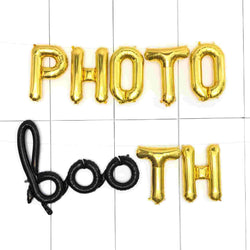 Photo Booth Balloon Banner in black and gold