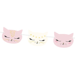 Pink Kitty Cat Paper Hanging Banner