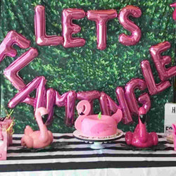 "lets Flamingle" flamingo theme party balloons