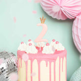 Pink Party Cake Candles with Gold Crown | Number 2