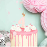 Pink Party Cake Candles with Gold Crown | Number 4