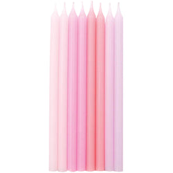 Pink ombre birthday candles in 5 inch long size with 4different color pinks in the set