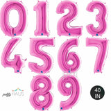 Hot Pink Number Balloons 0,1,2,3,4,5,6,7,8,9 Grabo