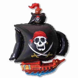 black pirate ship balloon with skull