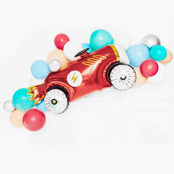 Racing party balloon garland diy kit with race car and latex balloons