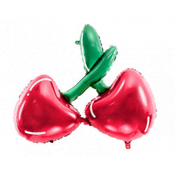 Red Cherry Foil Balloons - a pair of red cherries with stems