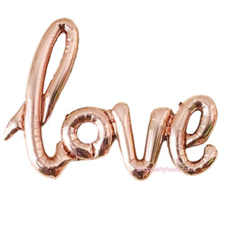 love balloons in rose gold with pretty cursive script font