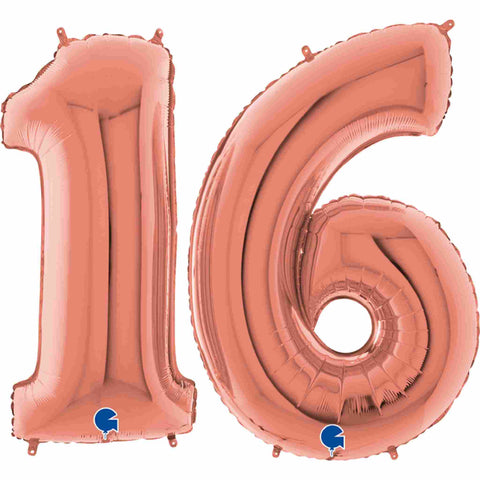 Rose Gold number 16 balloons n large 40 inch size