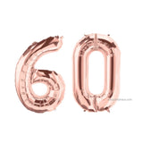 Number 60 Balloons in rose gold available in small and large size