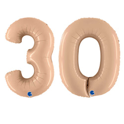 40 inch big number 30 balloons in satin matte nude blush color