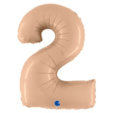 40 inch big number 2 balloon in satin matte nude blush color