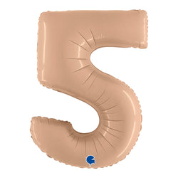 40 inch big number 5 balloon in satin matte nude blush color