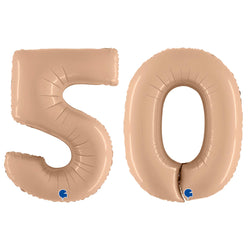 40 inch big number 50 balloon in satin matte nude blush color