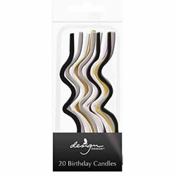 Black, White, Gold and Silver Twist Birthday Candles | Set 20