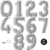 40 INCH Silver Number Megaloon Balloons (100cm)