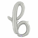 Script lower case letter b balloon in silver 14 inch