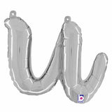 Script lower case letter u balloon in silver 14 inch