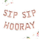 SIP SIP HOORAY Letter Balloon Banner | Silver | Gold | Rose Gold | Pink | Blue