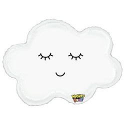 white cloud balloon with smiley face and lashes