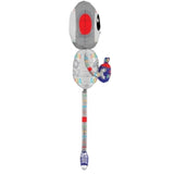 Special Delivery Robot Balloon in 60 Inch Tall and holding a present that says Happy Birthday - Side View