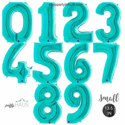 Small 14 Inch Teal Blue Number Balloons 