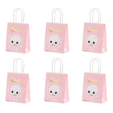 Pink halloween treat gift bags with gold boo and white cute skeleton print