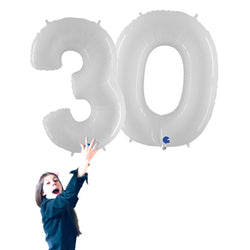 Huge white number 30 balloons