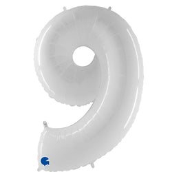 White Number 9 Balloons | 40 INCH