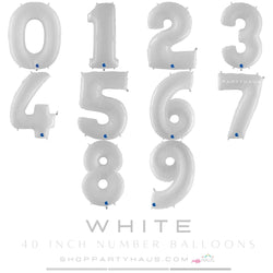 40 inch white number balloons in big, 40 inch size