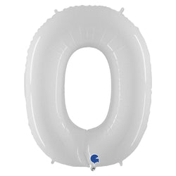 40 inch white number 0 balloon