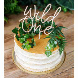 natural wild one cake topper in wood