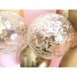 Confetti Clear Balloons l Blush Pink & Metallic Gold l 5", 9", 11", 16", 24", 36"