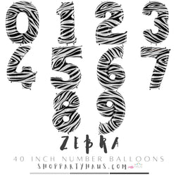 Number Balloons | Zebra Animal Print | 40 INCH